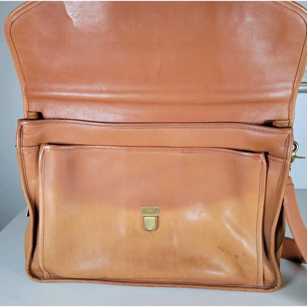 VTG Coach Morgan Briefcase 7105 British Tan Cowhide Leather Messenger Bag 90s